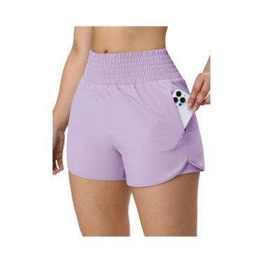 Imagem de Shorts Esportivos De Cintura Alta Para Mulheres 2024 XS-XXL Com Bolsos