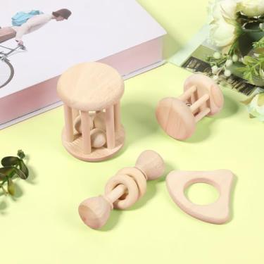 Imagem de DJAPWPX 4 peças de brinquedo de mastigar coelho de madeira, ferramenta segura de moer dentes de coelho, brinquedo interativo para mastigar hamsters para porquinhos-da-índia coelhos chinchilas