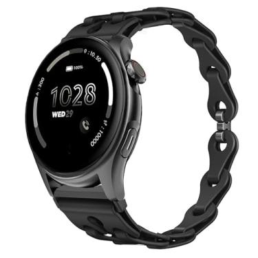 Imagem de Lamshaw Compatível com pulseira de relógio inteligente Cubitt Viva Pro, pulseiras de substituição vazadas de silicone elásticas compatíveis com Smart Watch Cubitt Viva Pro, Viva, Aura Pro, Aura (preta