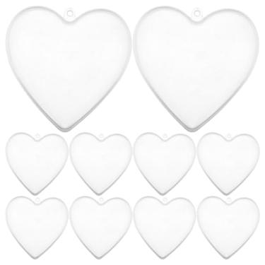 Imagem de Cabilock 10 peças de enfeites de plástico transparente para pendurar no coração, bolas preenchíveis para árvore de Natal, decoração de Natal, casamento, dia dos namorados, decoração de festa