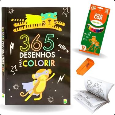 Imagem de Kit Livro 365 Desenhos + Caixa 12 Lápis Brinquedo