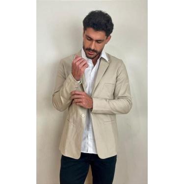 Imagem de Blazer Masculino Slim Fit de Sarja Creme - Tony Menswear, Creme, G