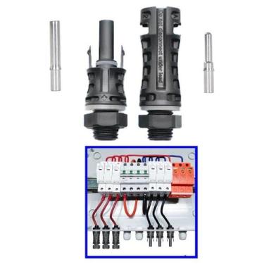 Imagem de 2X Conector Mc4 Rosca M12 40A 1500V String Box Energia Solar - Solemai