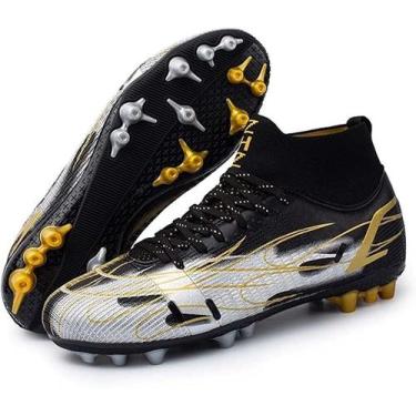 Imagem de Tênis de futebol masculinos de futebol com pontas longas, couro e borr