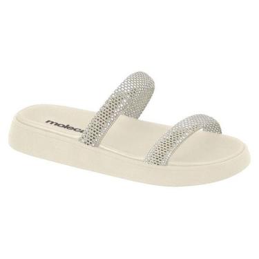 Imagem de Papete Feminina 2 Tiras Com Brilho Moleca Branco Off, Branco off, 35