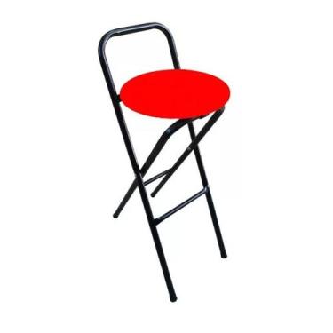 Imagem de Banqueta Baixa Aço Estofado Kit 2 Banqueta Dobrável - Moveraço, Vermel