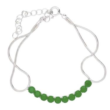 Imagem de Pulseira Pedras Verde Folheada a Prata 925 - Papillon Semi Jóias