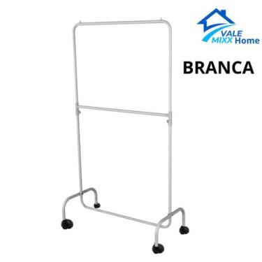 Imagem de Arara Desfile Dupla com Rodinhas 100cm Para Roupas Reforçada Altura Re