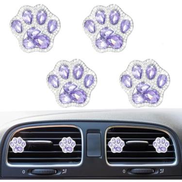 Imagem de Pacote com 4 clipes de ventilação de pata de cachorro de cristal brilhante, lindos clipes de ventilação para purificadores de ar de carro, acessórios universais automotivos para mulheres e homens