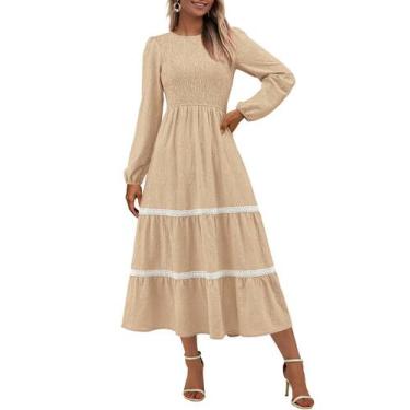 Imagem de Vestido midi PRETTYGARDEN feminino de manga comprida com blusa floral