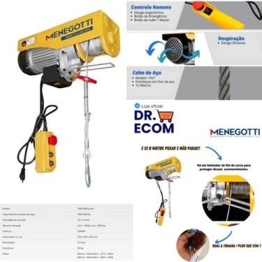 Imagem de Guincho Elétrico Profissional Talha Coluna 500 1000kgs C Polia Reversa