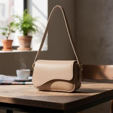 Imagem de Bolsa Pequena Transversal Com Flap Ondulado De Ombro - C S Shoes, Nude