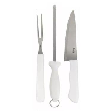 Imagem de Kit Churrasco 3 Peças Garfo Chaira Faca Inox Nix House - Nixhouse