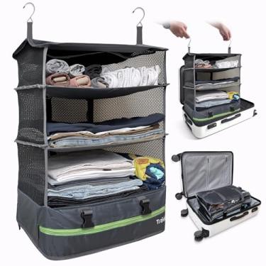 Imagem de Prateleiras de viagem suspensas portáteis Stow-N-Go, organizador de malas. Armário de mão para roupas. Cubo de embalagem expansível. Itens essenciais para viagens. Cinza escuro - GG