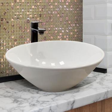 Imagem de Cuba Lavabo de Apoio Redonda Branca 100 Louça 35cm Floripa - La Bella 