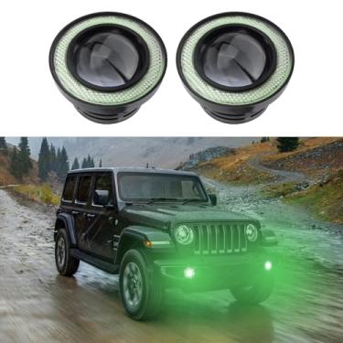 Imagem de HEVLE 2 peças de faróis de neblina Angel Eye Halo para carros, faróis de neblina universais, 6 cm COB LED super brilhante de alta potência com anéis de halo, lâmpadas diurnas DRL para dirigir carros