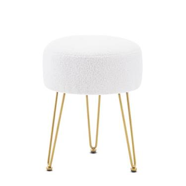 Imagem de WROCFURSTAR Banco de toucador, banquinho de veludo para pés otomano, assento de penteadeira com perna de metal para quarto, sala de estar, entrada, escritórios