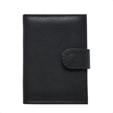 Imagem de Carteira Feminina Em Couro Fechamento Botão de Pressão Porta Cartão Cédulas Cabe CNH RG Clássica