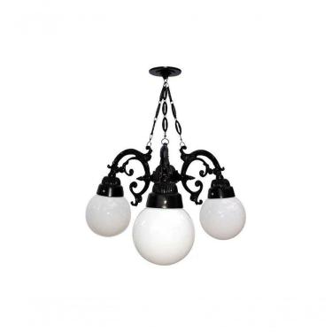 Imagem de Lustre Colonial para Teto com Corrente em Alumínio 03 Globos