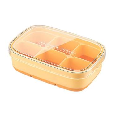 Imagem de Forma de Gelo Silicone com Tampa, 6 Cavidades, Flexível e Reutilizável, Antiaderente, 11.3 x 7.5 x 3.6 cm, Cores Variadas