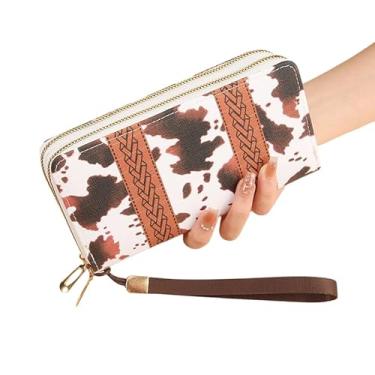 Imagem de Wristlet Western Wallet Boho Astec porta-cartão de crédito para mulheres decoração ocidental segurando uma carteira, Branco, Oeste