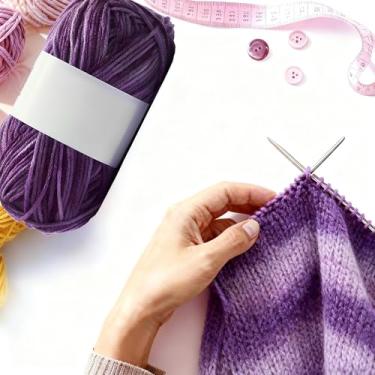 Imagem de 1 fio gradiente que muda de cor - fio de crochê de mistura de algodão acrílico de 4 camadas, artesanato macio feito à mão para cachecóis, chapéus (glicínia)