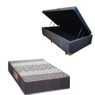 Imagem de Cama Box Baú Blindada com Colchão de Espuma Orthopedic - Solteiro 88x188 (SUEDE CINZA)
