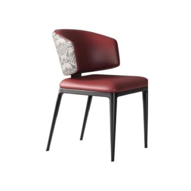 Imagem de Cadeira de jantar ergonômica com espuma de alta densidade e pernas de aço carbono (almofada vermelha do assento encosto branco)