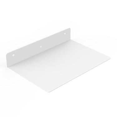 Imagem de Prateleiras flutuantes de metal para parede, banheiro, cozinha, sala de estar, quarto, pequena estante de livros, armazém, garagem, prateleira de borda, branca, 30 x 20 cm