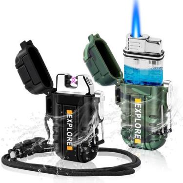 Imagem de Isqueiro externo LCFun à prova d'água recarregável USB, pacote com 2