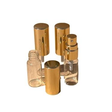 Imagem de Kit 10 Frascos Flaconete de Vidro 15ml com Válvula Spray Luxo Ouro Branco – Refil para Perfume, Aromatizador e Cheirinho Automotivo