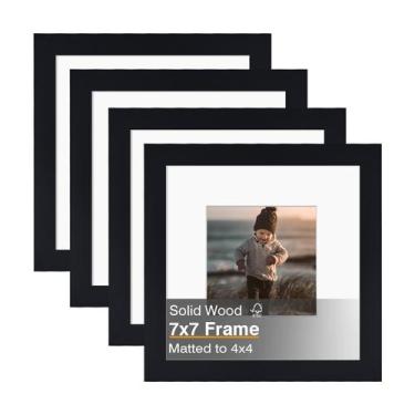 Imagem de Porta-retratos KINLINK 7x7 de madeira maciça preta para 4x4 com tapete