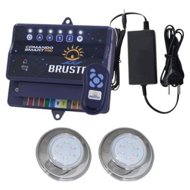 Imagem de Kit 2 hiper led rgb 9w + central de comando brustec