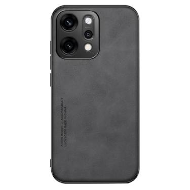 Imagem de HAOMRIYL Capa de couro para Oppo Find X9/X9pro, suporte de sucção magnética montada no carro, capa antiqueda leve e fina fosca com aderência confortável, cinza, X9