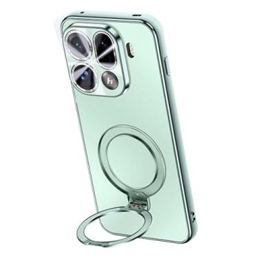 Imagem de HAOMRIYL Capa de suporte para Oppo Find X9/X9pro, suporte de anel giratório, capa de telefone com suporte para câmera, proteção de lente rígida, verde, X9Pro