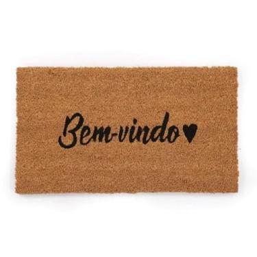 Imagem de Capacho Bem-Vindo Amor 60x33cm – Tapete de Porta em Fibra de Coco Natural | Antiderrapante, Decorativo e Durável