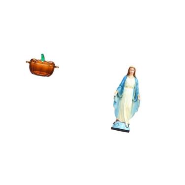 Imagem de Fenteer Prato de Vidro para Doces, Tigela em Formato de Abóbora com Tampa, Pote para Biscoitos, Estátua Da Virgem Maria, Ornamento Religioso de Jesus, Artesan