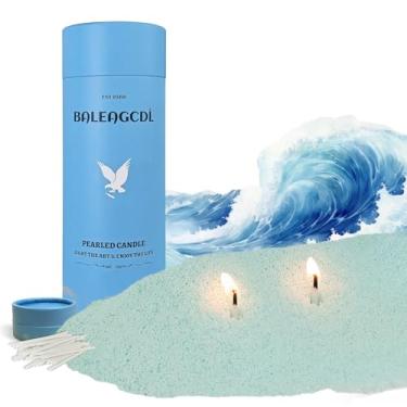 Imagem de Vela perolada 510 g (0,5 kg) com 30 mechas de algodão – MANNYCOM velas recarregáveis de cera em pó perfumada com sal marinho azul e tranquilidade queima até 110 horas não tóxicas para decorações