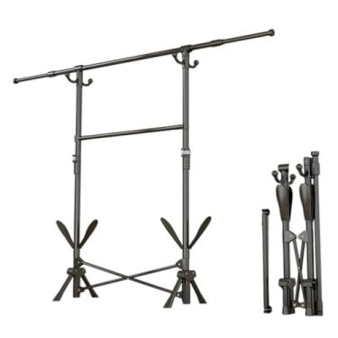 Imagem de Hhsdyl Varão de Roupa Ajustável em Comprimento, Organizador de Roupeiro do Chão ao Teto para Roupas, Suporte de Alcance para Ambiente Interior e Exterior,Black,single D