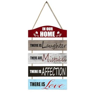 Imagem de Placa de madeira rústica para pendurar, placa de 5 camadas para decoração de casa, estilo fazenda de 11,8 x 50 cm