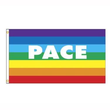 Imagem de Bandeira Rainbow Peace Genérica 90x150cm Poliéster - Yiweisai
