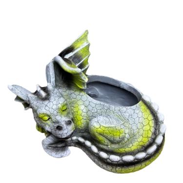 Imagem de Escultura, decoração de jardim, resina de dragão adormecido, 18 cm