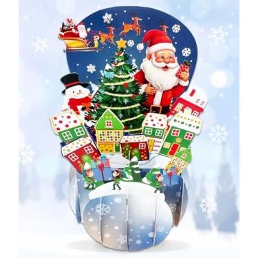 Imagem de Caughttui Cartões de Natal 3D, cartão de Natal pop-up, árvore de Natal de papel e Papai Noel com envelopes, corte a laser