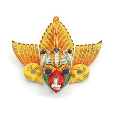 Imagem de The Ceylon Edit Máscara de madeira feita à mão e pintada à mão do Sri Lanka para máscara decorativa de parede/acessórios para casa: pássaro demônio