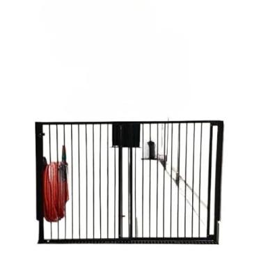 Imagem de Grade para Cachorros com Portão de Abrir e Fechar - Modelo Flexível para Ambientes Internos, Ideal para Portas e Corredores(Preta)