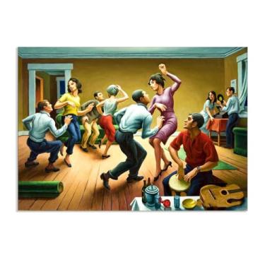 Imagem de Zeichn8u Thomas Hart Benton impressões em tela fazendo a torção pinturas famosas arte de parede Thomas Hart Benton pôster decoração de casa para quarto sala de estar escritório 100 x 70 cm (33 x 28
