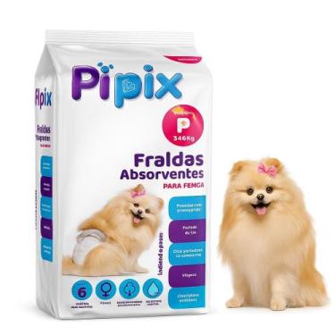 Imagem de Fralda Absorvente Pipix P Para Cadelas 3 A 6Kg - 6 Unidades - Mimos Pe