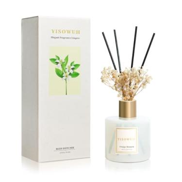 Imagem de YISOWUH Difusor de vara de rotim com fragrância de quarto, difusores de flor de laranjeira com 8 palitos de fragrância, difusor de fragrância de ambiente para prateleira de banheiro