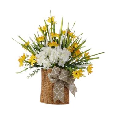 Imagem de UGPLM Porta de cesta de cesta de corda de flores artificiais portas decorativas penduradas cesto de grinalda de primavera para de janela fora da