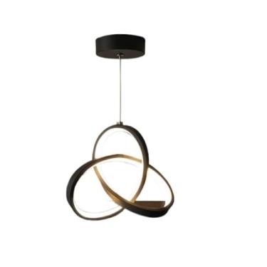 Imagem de Luminária de Teto Lustre Pendente LED Moderno com Três Cores de Luz para Sala, Quarto, Cozinha e Ambientes Internos(D10 Preto (24cmx21cmx6cm))